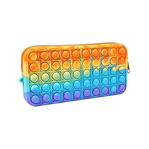 通用 Push Fidget Potlood Case, grote capaciteit siliconen pennenzak organizer, regenboog pop bubble Fidget speelgoed voor…