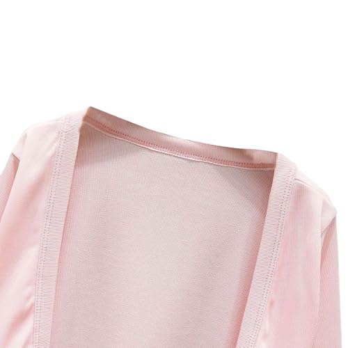 Girls Cotton Open Front Sweater Long Sleeve Plain Soft Cardigan Kids Lightweight Casual Cropped Coats Thin Sweater2