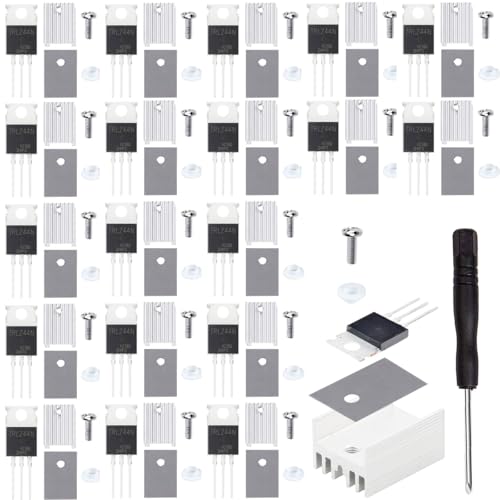 Youmile 20 pièces IRLZ44N Transistor Mosfet IRLZ44NPBF canal N TO-220AB 47A 55V 3 broches redresseur international avec rondelle de vis de dissipateur thermique tournevis en caoutchouc et Silicone Youmile 20 pièces IRLZ44N Transistor Mosfet IRLZ44NPBF canal N TO-220AB 47A 55V 3 broches redresseur international avec rondelle de vis de dissipateur thermique tournevis en caoutchouc et Silicone