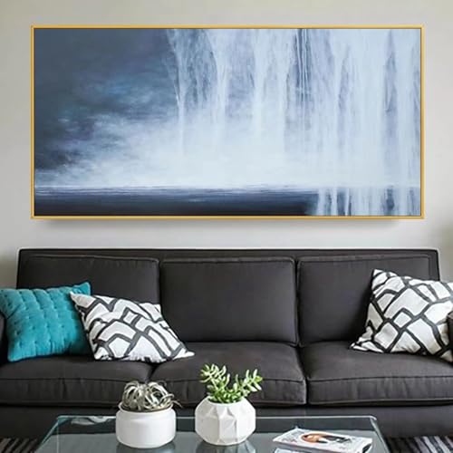 Toile cascade moderne pour sublimer le salon avec un paysage abstrait encadré