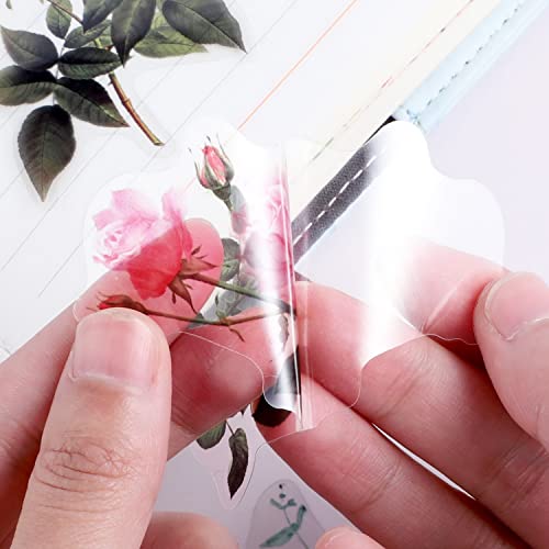 Image of 80 Pieces Natural Vintage Flower Stickers for Scrapbooking, Self-Adhesive Scrapbooking Stickers Supplies Journal for Adult Card Making Letters DIY (Style D)