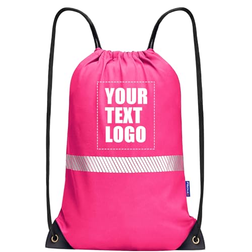 Image of AYKRM Custom Pink Drawstring Backpack Bag work Sackpack logo