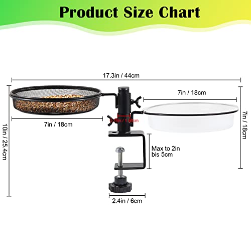 Hrayltop Deck Bird Feeders Deck Rail Bird Bath With Metal Mesh Tray And 2 Water Bowls - Detachable Adjustable Heavy Duty Clamp Bracket - Balcony Porch Railing Bird Feeder Perfect For Attracting Birds #TOP5