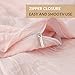 Duvet Cover Set with Zipper Closure-Wrinkled Vintage Style Pink,Full/Queen (90 )-3 Piece (1 Duvet Cover + 2 Pillow Shams) Ultra Soft Hypoallergenic Microfiber