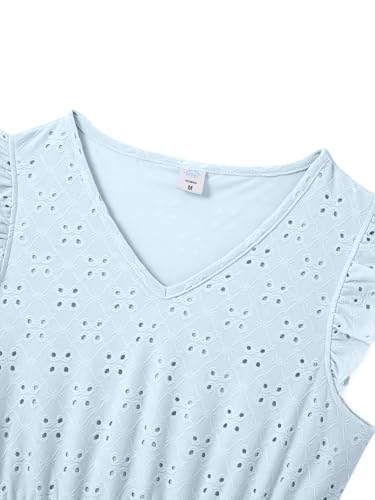 IFFEI Mommy and Me Matching Dresses Womens Eyelet Lace Ruffle Sleeve Midi Sundress for Casual Holiday Outfits2