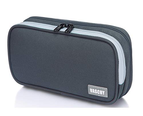 VASCHY Pencil Case, Medium Size Pen/Pencil Holder Pouch Bag with Double Zippers for Work School/Medical Gear Pouch Gray