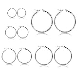 Royal Amoyy 5 Pairs Hoop Earrings Set of Different Sizes - Stainless Steel Hypoallergenic Circle Ear
