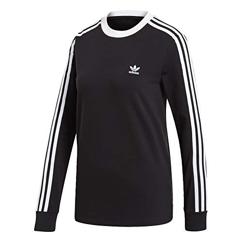 adidas Originals Women's 3-Stripes Long Sleeve Tee, black, Small