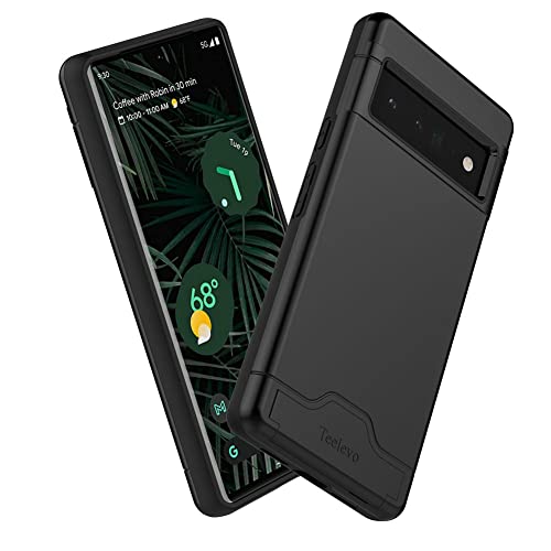 Teelevo Wallet Case for Google Pixel 6 Pro, Dual Layer Case with Card Slot Holder and Kickstand for Google Pixel 6 Pro - Black by Teelevo - Used condition - Image 5