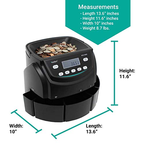 Kolibri Kcs-2000 Professional Usd Coin Counter, Sorter And Wrapper/Roller, 220 Coins/Min, Led Display With Full Report, Batch Feature – Included 5 Coin Bins & Tubes #TOP2