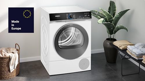 Siemens WQ46B2D41 iQ700, Wärmepumpentrockner 9 kg, Extrem Leise, varioSpeed, Halbe Beladung, Knitterschutz, autoDry, über Home Connect mit Waschmaschine verbinden, Selbstreinigung, Weiß