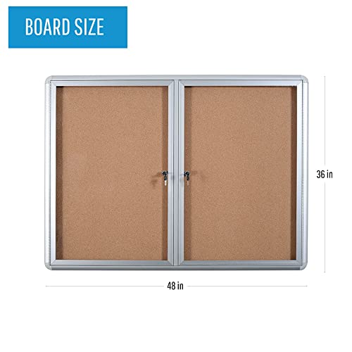 Mastervision Cork Bulletin Board Cabinet, 2 Door, 36 X 48 Inches, Aluminum Frame (Vt640101720) #TOP1