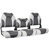 SUNDGORA Premium Marine 52' Bass Boat Seat 3 PCS bass boat bench seat Folding Fishing Boat Seat,Stainless Steel Screws Included, Light Grey/Charcoal