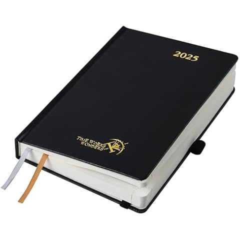 POPRUN 2025 Daily Planner One Page Per Day Even Weekends A5 Size (5.5" x 8.5") - 2025 Daily Calendar Hourly Appointment Book with Pocket, Monthly Tabs, Pen Holder, Hardcover - Black Cover