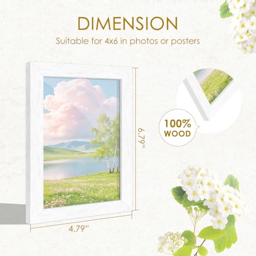 Image of 4x6 Picture Frame Set of 2, Solid Wood Frames, White Woodgrain
