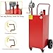 45 Gallon Gas Portable Fuel Caddy with Manual Transfer Pump, Flat-Free Wheels, Gasoline/Diesel Storage Tank and Hose for Car, Truck, Boat, ATV, Lawn Mower,Red.