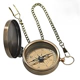 Bussola Tascabile in Ottone Con Catena Da 37 Cm, Bussola Professionale Impermeabile E Port...