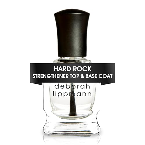 Deborah Lippmann Hard Rock Base and Top Coat | Promotes Healthy Growth for Soft Nails | Diamond Powder Strengthens and Protects Nail Polish | Clear, 50 Fl. Oz