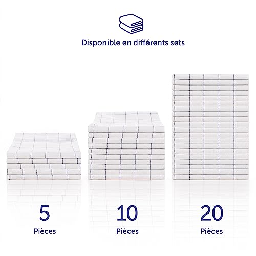 Blumtal Ensemble de torchon cusine Premium 50x70 cm en Coton - Lot de 20 - qualité certifiée Oeko-TEX - torchon Vaisselle - lavables jusqu'à 95°C - Ultra Absorbant - Design élégant à Carreaux - Bleu – vue 4