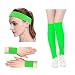 KIMBERLY S KNIT Women 80s Neon Pink Retro for Running Workout Headband Wristbands Leg Warmers Set (Free, Green)