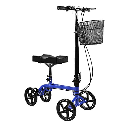 Clevr Medical Foldable Adjustable Steerable Knee Walker Scooter with Dual Brake System