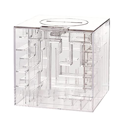 Piggy Bank Transparent Exquisite Unique Three Dimensional Maze Design Toy for Kids for Saving Money, Birthday, Christmas