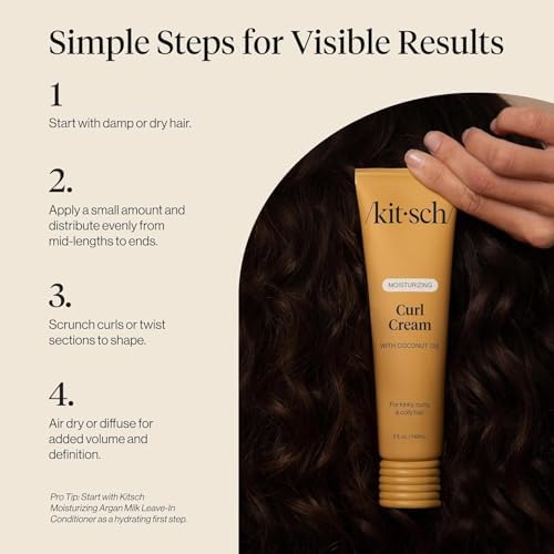 Kitsch Moisturizing Curl Cream for Curly Hair – Lightweight Curly Hair Products for Men & Women | Defines Curls, Controls Frizz & Boosts Shine | Hydrating Curling Cream - 5.3 oz — view 7
