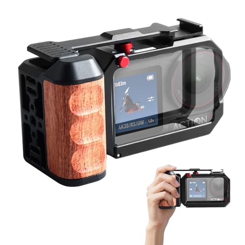 Obudowa pionowa do kamery z uchwytem bocznym kompatybilna z DJI OSMO Action 5 Pro Action 4 Action 3, obudowa typu split i uchwyt z przekładnią spustu i wbudowanym uchwytem typu cold shoe