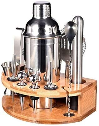 Kit de barman KIT Barre de 12 pièces Ensemble de bambou |Set de shaker cocktail |Les outils de barre comprennent un mélangeur de cocktail, une crépine, un barreau parfait pour les barres de mai