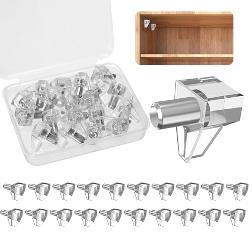 5mm Shelf Support Pegs Clear Cabinet Shelf Support Pins Plastic Shelf Holder Pins Replacement Shelves Peg for Closet Bookshelves 20 Pcs