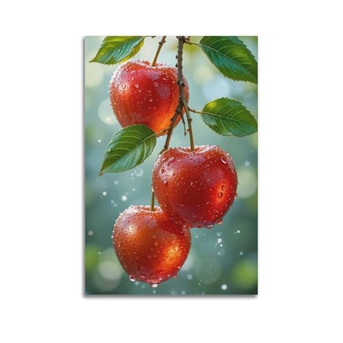 Affiche murale moderne pommes et feuilles pour habiller facilement un grand mur vide
