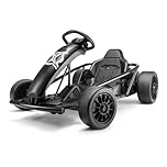 Xootz Comet Electric Go Kart, Kids Ride-On Racing Go Kart, 2 Speed with Drift Mode and Reversing, Steering Wheel, and Pedals, 2 x 12V Rechargeable Batteries, Custom, Black