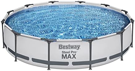 Bestway Steel Pro MAX 12 Foot x 30 Inch Round Metal Frame Above Ground Outdoor Backyard Swimming Pool Set with 330 GPH Filter Pump