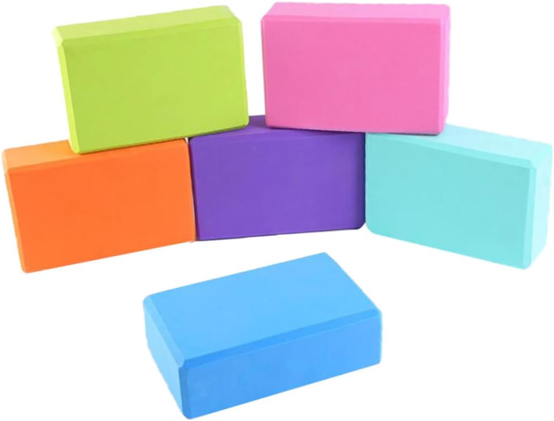 6pcs EVA Yoga Training Bricks High Density Non-slip Auxiliary Tool for Women Workout Support Fitness Balance and Stretching Practice with Smooth Surface Random Colors Random Color