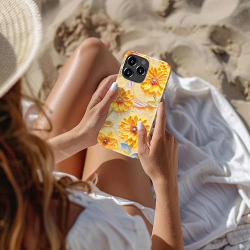 Coque iPhone 13 Pro fleur jaune fine et robuste qui protège sans bloquer la charge sans fil - 3