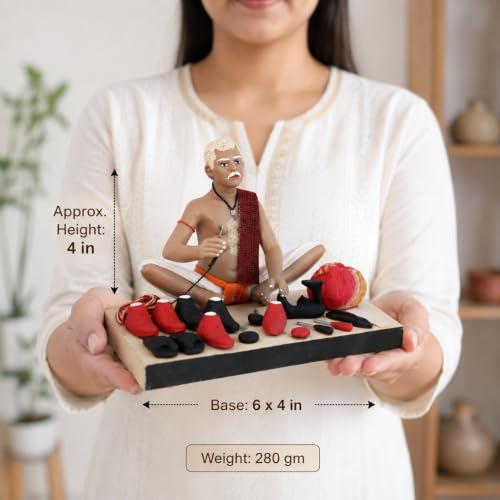 Image of Krishnanagar Handmade Clay Gift & Decor | Standard- Sitting Human Figure Miniature Idol - Shoemaker