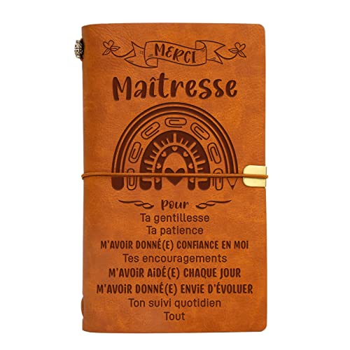 Cadeau Maitresse D'école, Cadeau Maitresse - Cahiers Avec Mots de Remerciement, Merci Maitresse - Carnet de Notes en Cuir Maitresse, Cadeau Maitresse d'école Fin d'Année, Cadeaux Maitresse d'école