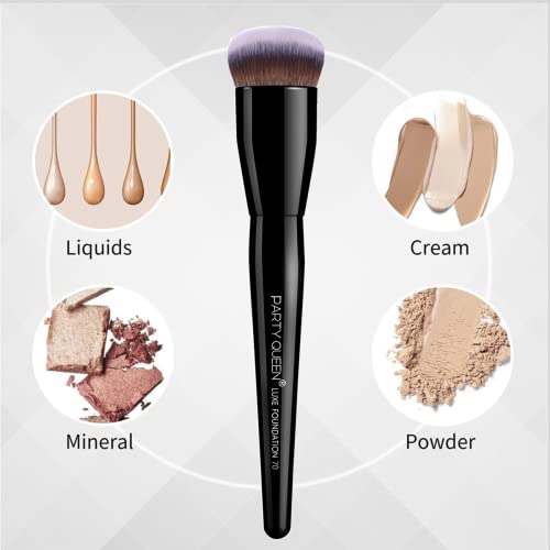 Party Queen Foundation Makeup Brush For Liquid Flawless Full Coverage Blending Buffing Complexion Base Corrector Powder Contour Pro Make Up Tools With Soft Short Densely Bristles #TOP2