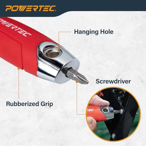 Image of POWERTEC 72483 Drywall Hand Tool Kit - 4 inch & 6 inch Stainless Steel Joint Knives, 12 inch Taping Knife, 9-in 1 Painter Scraper and 14 inch Mud Pan