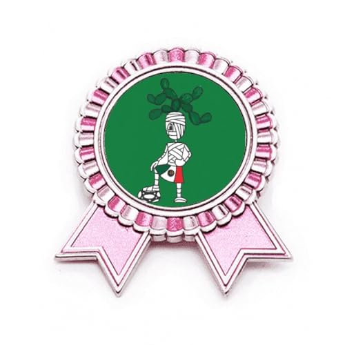 Broche rose mexicaine en métal avec véritables cheveux de cactus