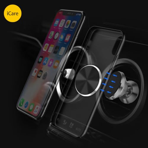Image of iCare Sticker Textured Metal Plate Disk for Magnet Car Phone Holder Ultra-Thin Iron Sheet Set of 3 for iPhone 12 11 8 Magnetic Phone Holder Accessories (Silver)