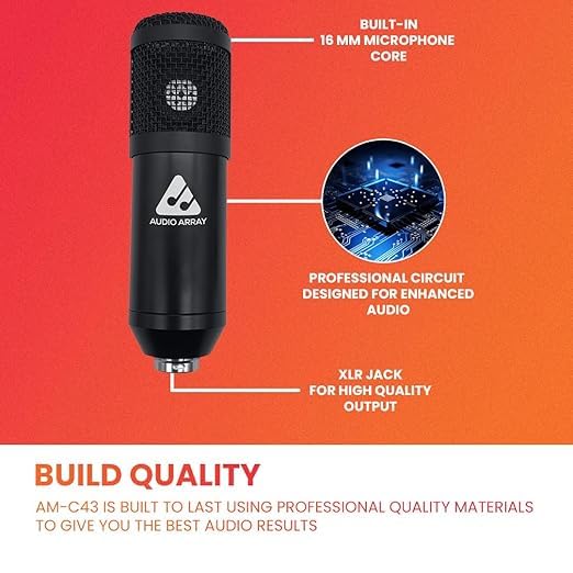 Image of Audio Array Professional Recording Bundle with BT Soundcard - USB Condenser Microphone, Studio Headphones | Cardioid Mic, Noise Reduction & 6 Sound Modes for Streaming Recording & Podcasting - PB-14