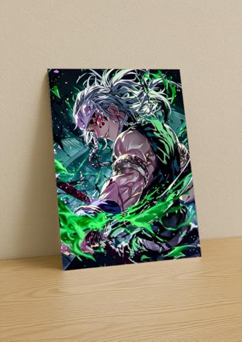 Image of NIJUKA Anime Printed A4 Size Metal sheet Poster For Home And Room Decoration | For Anime Art Fans Boys And Girls (Uzui Sound Hashira)