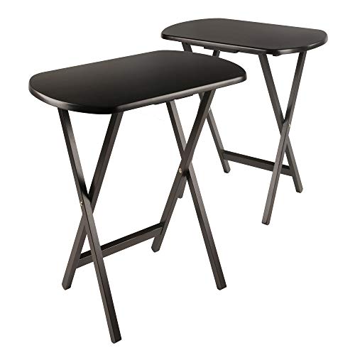 Image of Winsome Corbett Set of 2 Oversized Foldable Snack Tables | Easy to Store Portable Fold Up Table Set for Kitchen, Living Room TV Dining, Crafts, Puzzles, Work From Home
