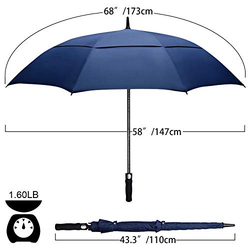 Abccanopy 62/68 Inch Large Golf Umbrella, Automatic Open Golf Umbrella, Double Canopy Oversize Umbrall For Man Or Family Vented Windproof Waterproof Umbrella Upf 50+ Blocking Uv 99.98% #TOP1