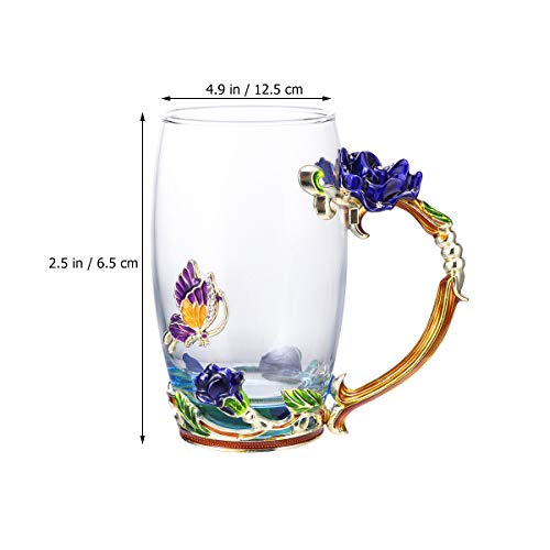 Caneca de café Hemoton xícara de chá de vidro transparente colher de copo de água com alça, presente