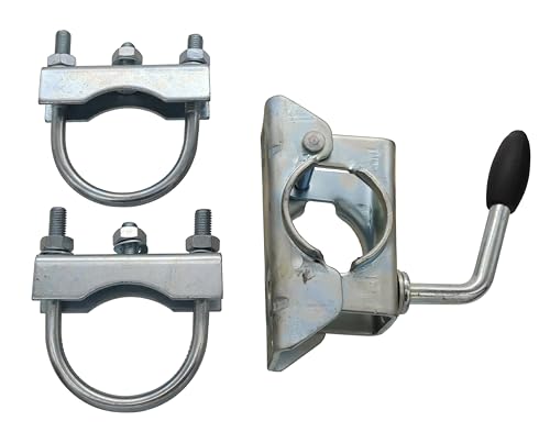 Winterhoff Stützradhalterung für Zugdeichseln 70mm rund Klemmschelle Stützradschelle 48mm Trailer (Wahlweise mit Stützrad) (Halter)