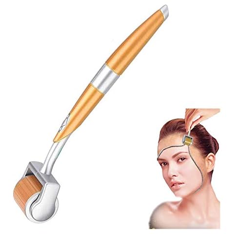 Derma Roller Beard Growth & Hair Regrowth Microneedling Beauty Tool for Anti Hair Loss Treatment Thinning Hair, Receding Hairline, Bald Spots,Gold,1.5mm Cover