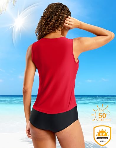 Image of G Gradual Tankini Tops for Women High Neck Swimsuits Swim Top Modest Bathing Suit Swimwear Tank Top only No Bottom