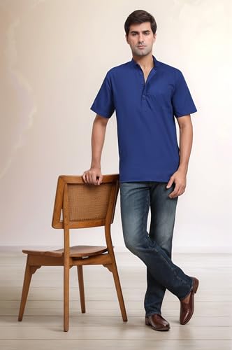 Image of SKAVIJ Men's Cotton Tunic Casual Short Kurta Top Regular Fit